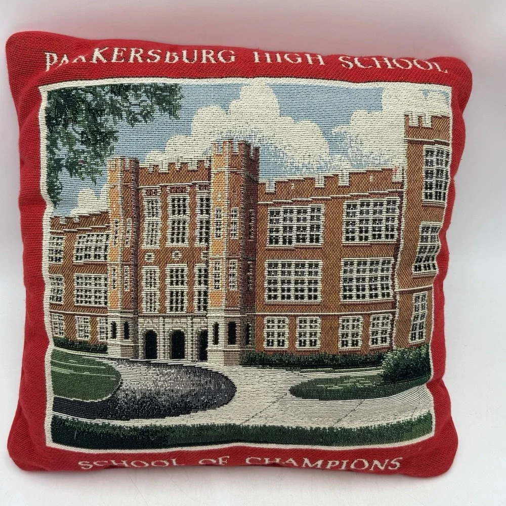 Vintage Parkersburg High School Woven Tapestry Throw Pillow School of Champions